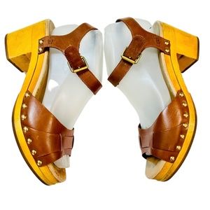 Sandalias UGG Clog “Janie” Leather & Wood talla 9 braw